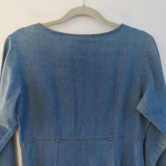 VINTAGE NEVADA JEANSWEAR Light Denim Pearl Snap Maxi Dress  - Size 10 - Picture 11 of 15